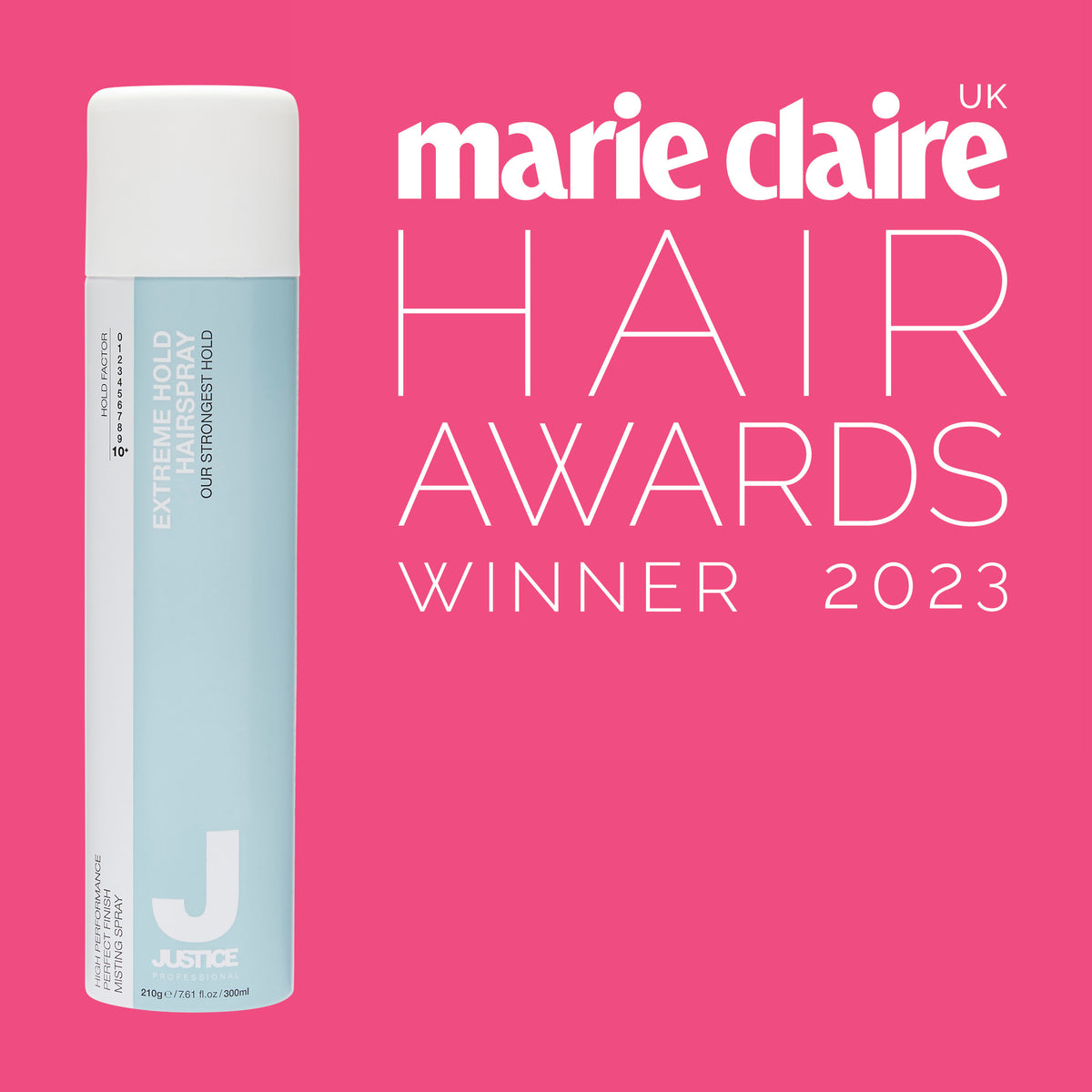 Australian haircare brand JUSTICE Professional wins at Marie Claire UK